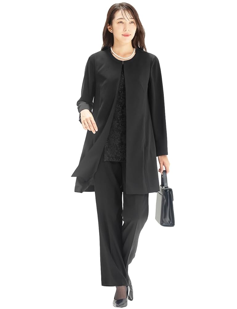 アッドルージュ ブラックフォーマル 喪服 礼服 レディース パンツセット 5号 洗える / 抗菌消臭】 喪服 ブラックフォーマル 礼服 パンツ 5号